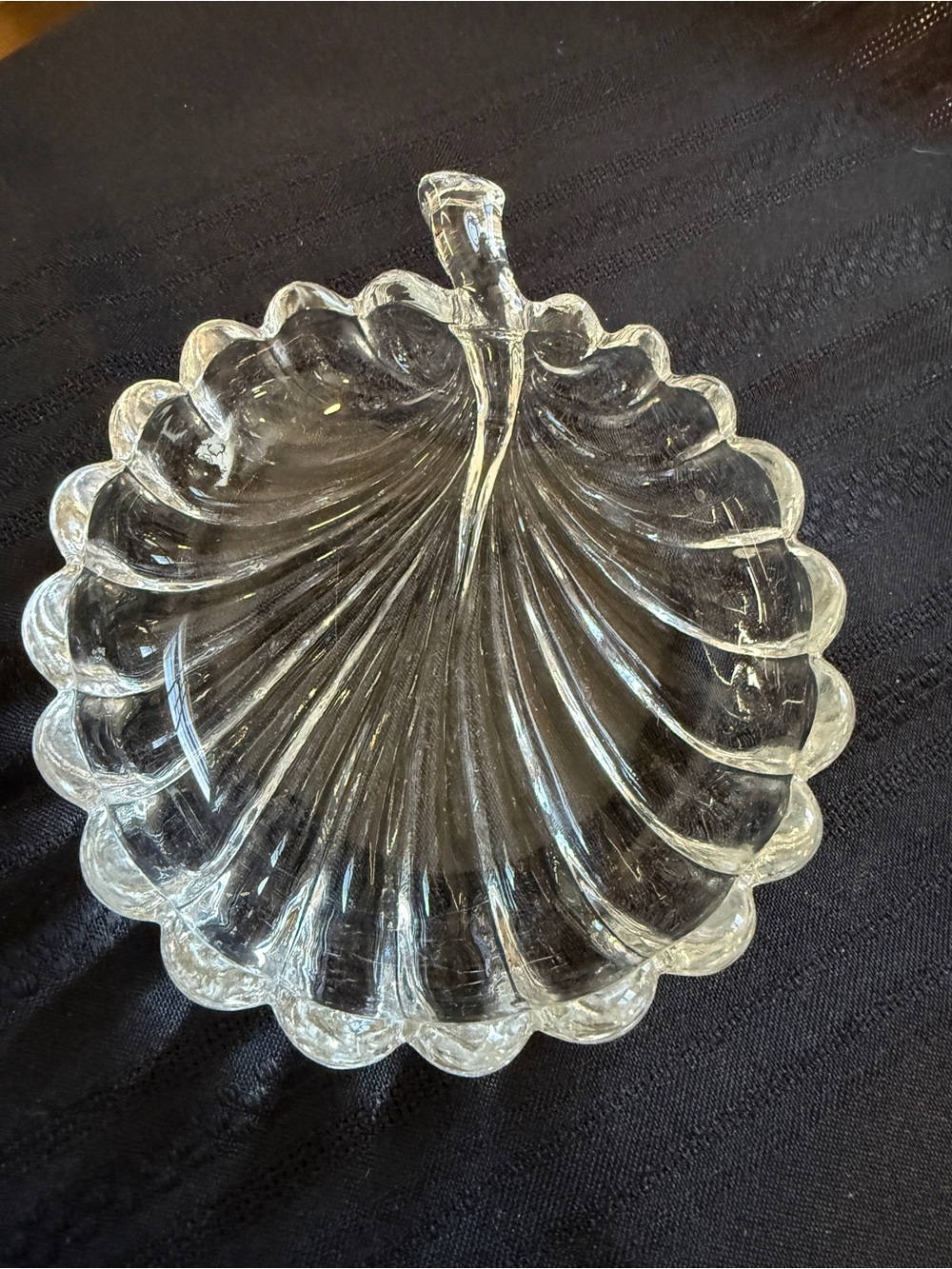 Vintage Clear Glass Shell scallop shell catchall dish bowl